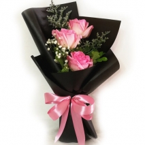 send 3 pcs. fresh pink ecuadorian roses bouquet to philippines