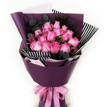 send 18 pcs fresh pink roses in bouquet to philippines
