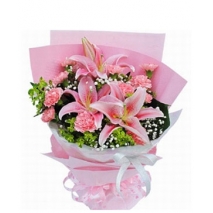 pink lilies with pink carnation to philippines