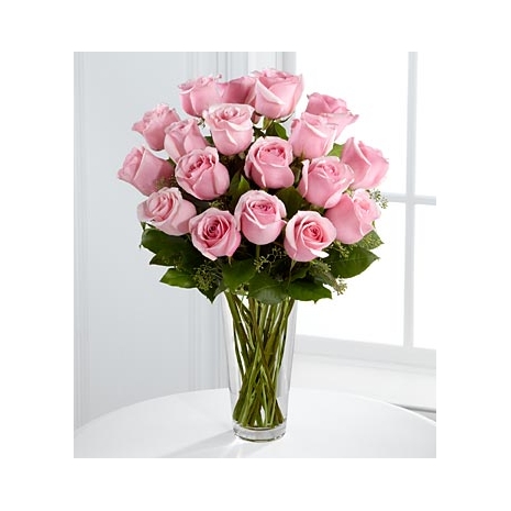 12 long stem pink rose in a glass vase to philippines
